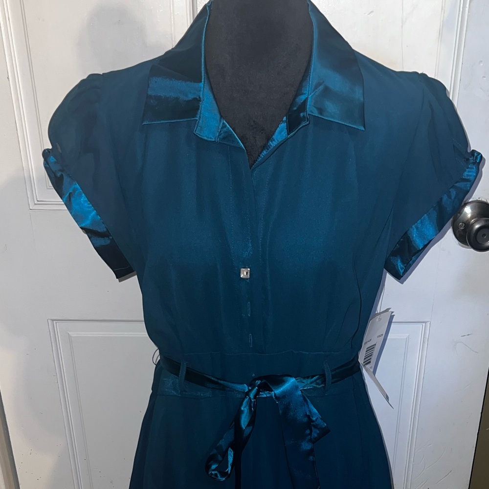 Teal chiffon dress